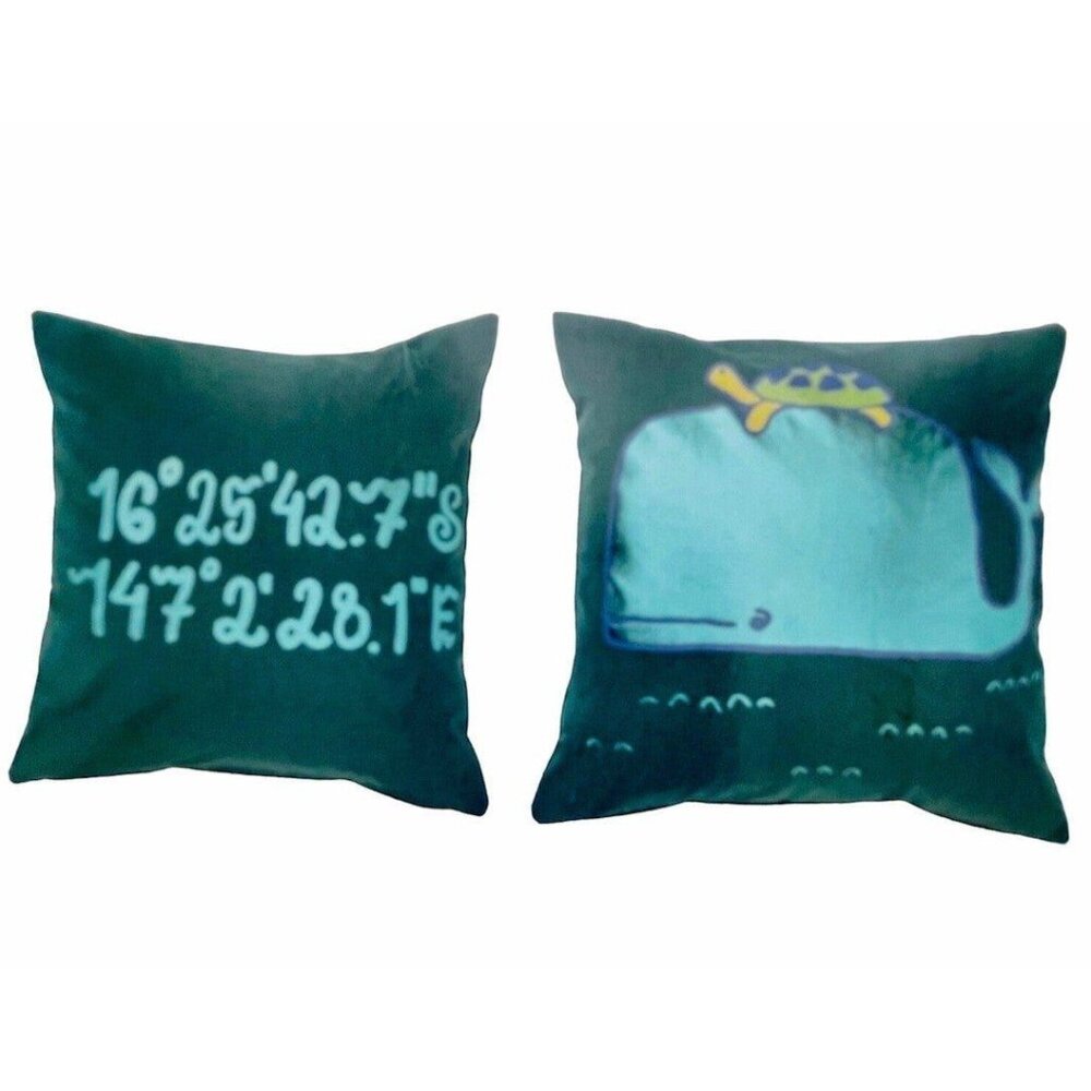 Ikea BLÅVINGAD Cushion Cover Whale Pattern/Blue-Green 20x20" New